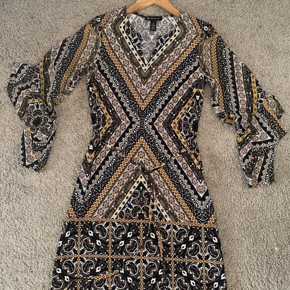 INC International Concepts Printed Bell Sleeve Dress - Picture 12 of 16